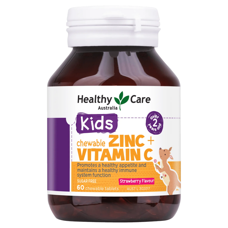 Healthy Care Kids Chewable Zinc + Vitamin C 60 Chewable Tablets EXP 04/2025