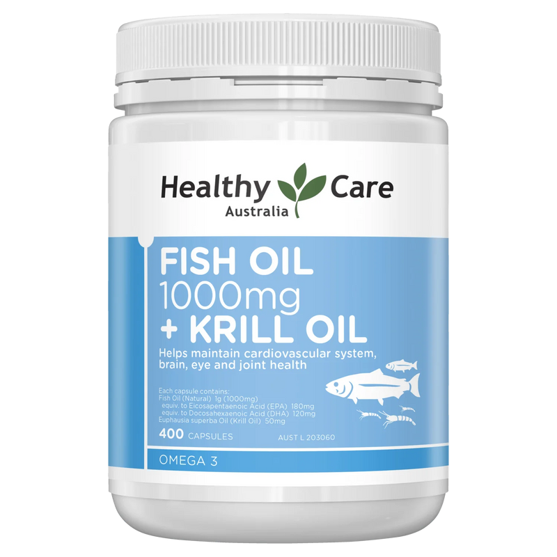 Healthy Care Fish Oil 1000mg + Krill Oil 400 Capsules