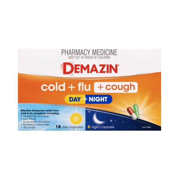 Demazin Cold + Flu + Cough Day + Night 24 粒